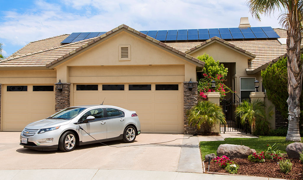 EV Charging In Front Of Home With SunPower Solar Panels